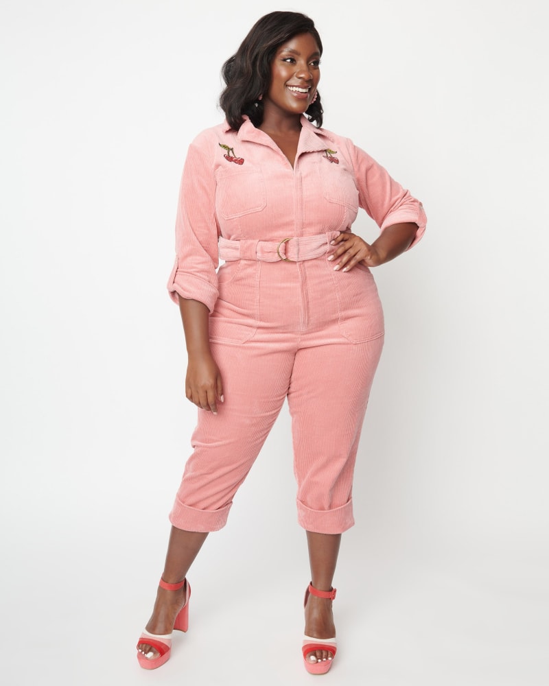 Pink jumpsuit plus size on sale